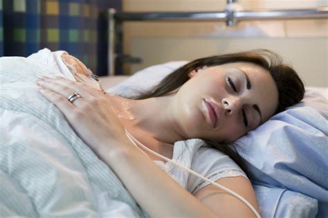 Sick Young Woman In A Hospital Bed Construction Canada