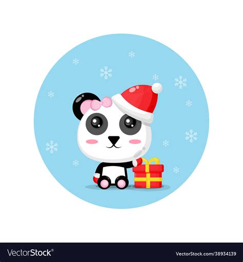 Cute Panda Wearing A Santa Claus Hat Royalty Free Vector