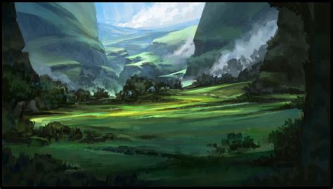 Artstation Green Valley Sebastian Wagner Fantasy Landscape