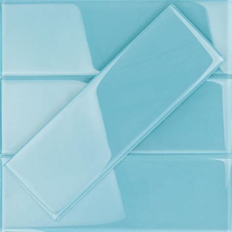 Ivy Hill Tile Contempo 4 In X 12 In X 8 Mm Turquoise Polished Glass