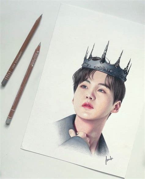 Dibujo A L Piz De Color Bts Suga Imprimir De Fanart Original Etsy