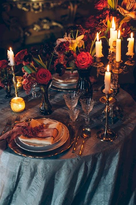 40 Stunning Halloween Wedding Table Setting Ideas Gothic Wedding Wedding Table Wedding Table