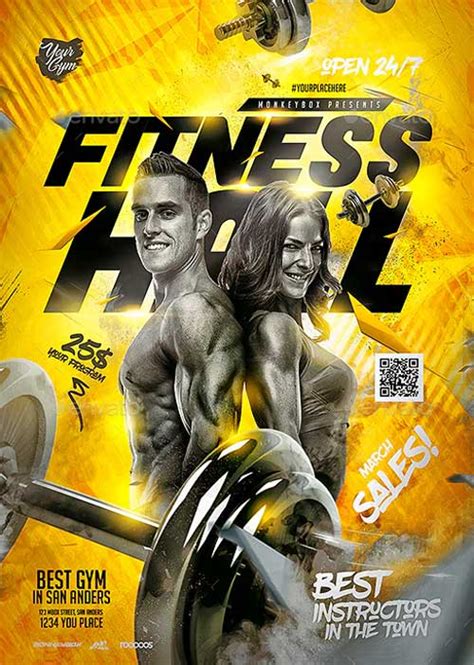 Free Gym Advertisement Posters Psd Template Fitness Flyer Photoshop My Xxx Hot Girl