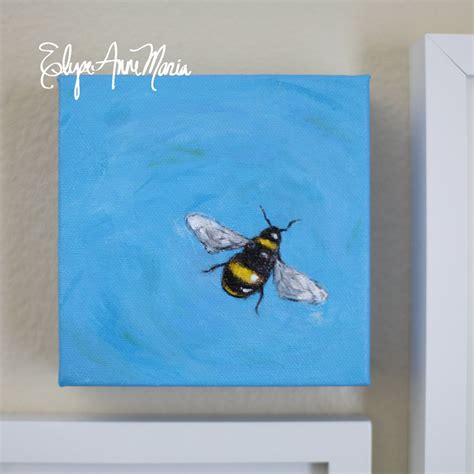 Bumble Bee 5x5 Acrylic Painting Painting Acrylic Painting Bumble Bee