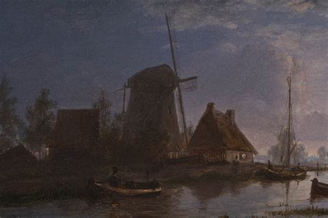 1500x997 Painting Classic Art Windmills River Cottage Boat Wallpaper