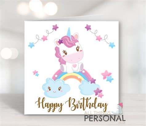 Unicorn Birthday Card Unicorn Birthday Cards Girl Birthday Cards