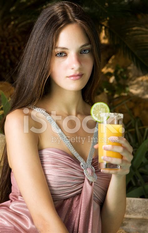 Beautiful Girl Drinking Orange Juice Stock Photo Royalty Free