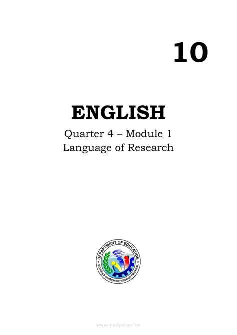 English Quarter 4 Module 1 Language Of Research Grade 10 Modules