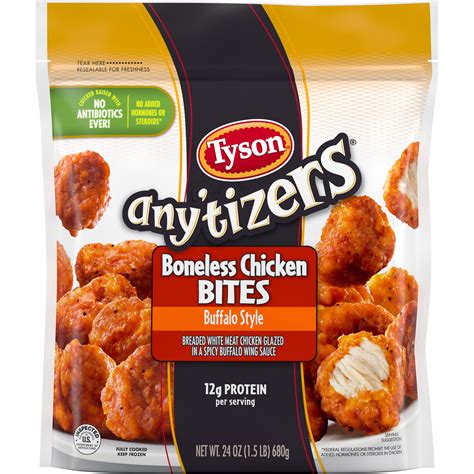 Tyson Any Tizers Buffalo Style Boneless Chicken Bites Lb Bag