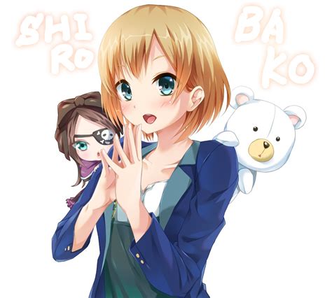 Wallpaper Illustration Blonde Anime Girls Blue Eyes Short Hair Teddy Bears Cartoon