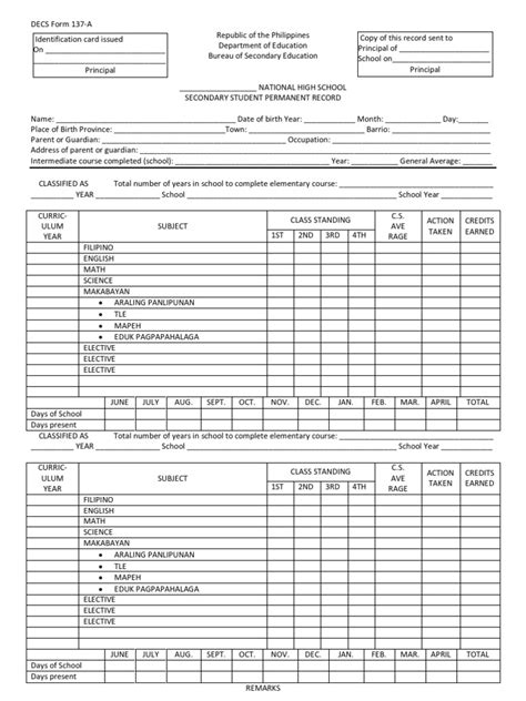 Depeddecs Form 137 Pdf