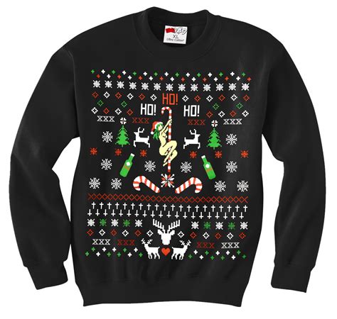Ugly Christmas Sweater Sexy Girl Stripper Pole Adult Crewneck Bewild