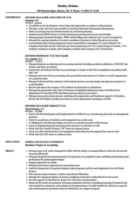 Tax Manager Resume Sample