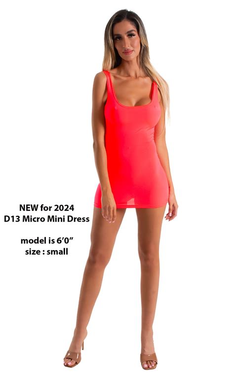 Micro Mini Club Party Dress In Thinskinz Neon Coral
