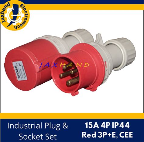 Industrial Plug And Socket Set 16a 4p Ip44 Red 3pe Cee Male And Female