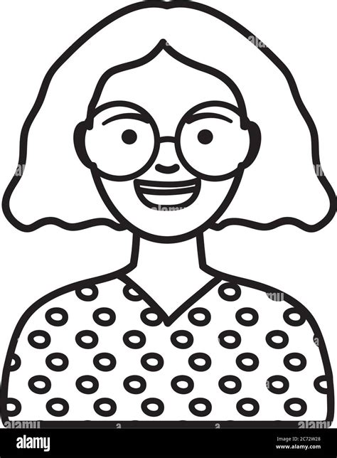 Hipster Girl Wearing Round Glasses Over White Background Line Style Vector Illustration Stock