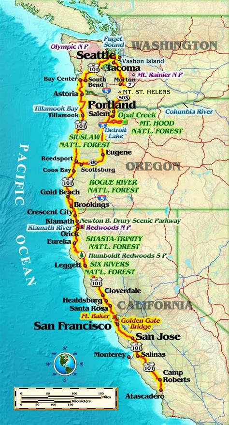 35 Washington Oregon Coast Map Maps Database Source