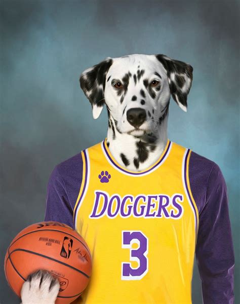 Basketball Pet Portrait Nba Dog Portrait Basketball Poster Etsy