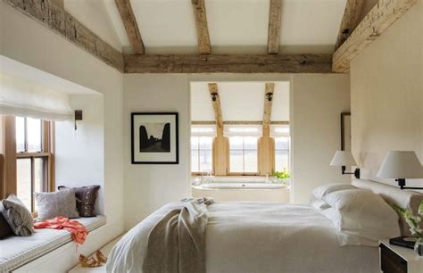 Bedroom With Rustic Wood Beams Design Ideas