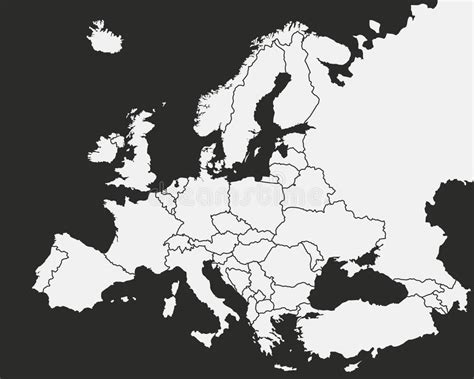 mapa de europa isolado em um fundo preto fundo de europa mapa de europa ilustração do vetor