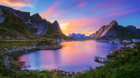 Reine Landscape Lofoten Norway Hd Wallpaper Backiee