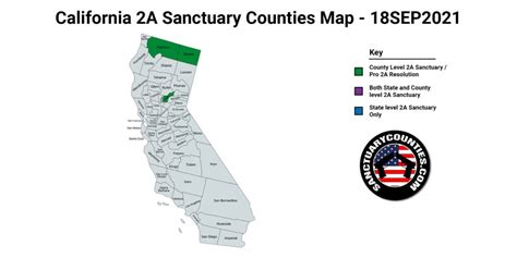 New California Second Amendment Sanctuary State Map Update 18sep2021 Sanctuary Counties