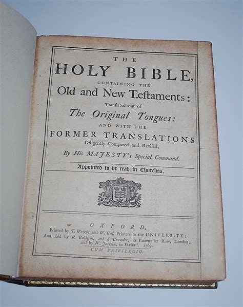 The Holy Bible 1769 Containing The Old And New Testaments Translated