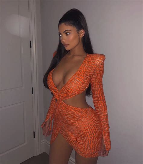 Kylie Jenners Sheer Orange Crocodile Dress Proves That Neons Are