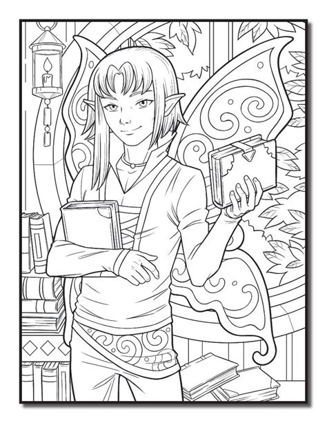 Boy Elf With Books Coloring Pages For You
