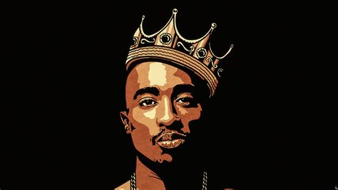 2pac Tupac Is Having Crown On Head In A Black Background 4k Hd Music