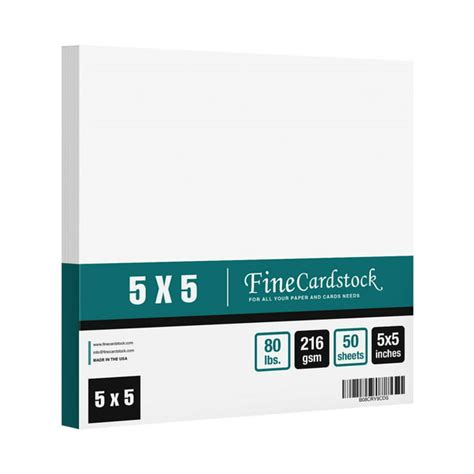 5 X 5 Square Cardstock 80lb Cover White Thick Card Stock Paper