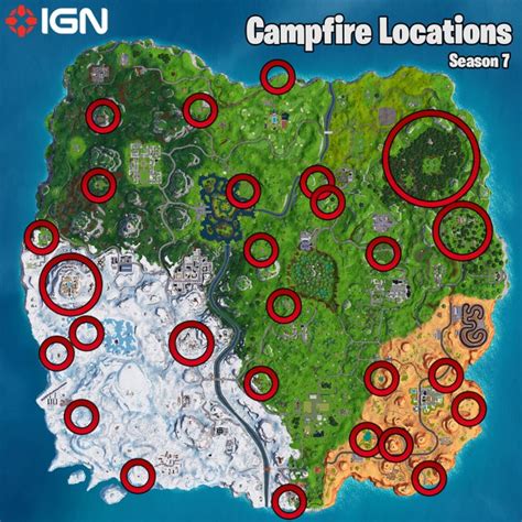 Fortnite Overtime Challenges Campfire Locations And Waterfalls Map