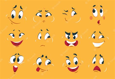 Premium Vector Funny Cartoon Faces Angry Character Expressions Eyes