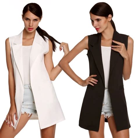 Summer Brief Casual Waistcoat For Women Long Sleeveless Cardigan Vest Open Stitch Pink Female