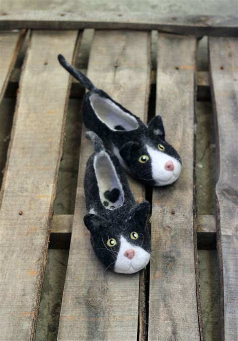 Black And White Cats Slippers Tuxedo Cat Bicolor Felix Etsy