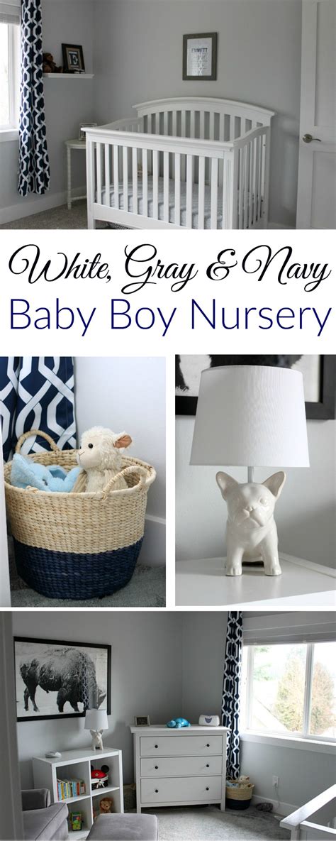 Ejs White Gray And Navy Baby Boy Nursery Finally A