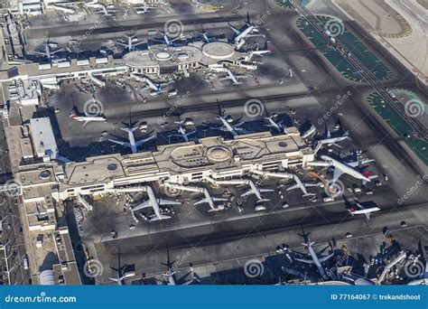 Aerial Los Angeles International Airport Terminals Editorial