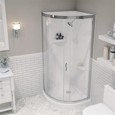 ove decors breeze polished chrome 76 in x 34 in x 34 in 3 piece round corner shower kit in the