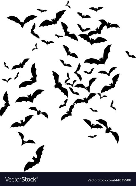 Bat Swarm Flying Silhouette Halloween Royalty Free Vector