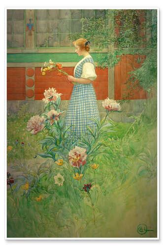 Lisbeth With Peonies 1908 Print By Carl Larsson Posterlounge