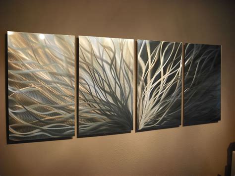 Abstract Metal Wall Art Radiance Gold Silver