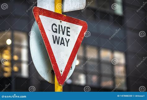 Give Way Traffic Sign On Junction Street Stock Photo Image Of Road