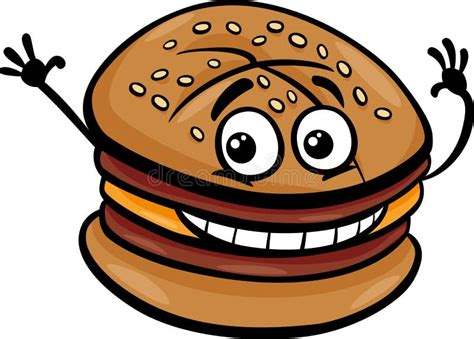 Cheeseburger Cartoon Character Stock Vector Illustration Of Menu