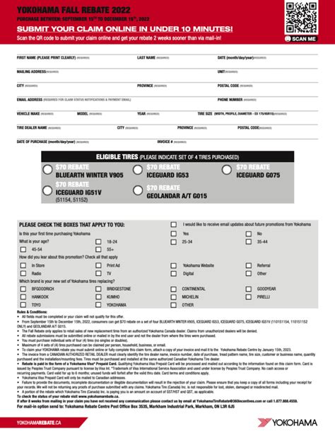 Yokohama Rebate Forms