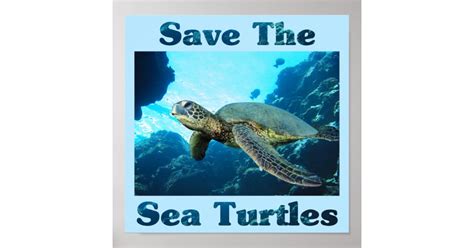 Save The Sea Turtles Poster Zazzle