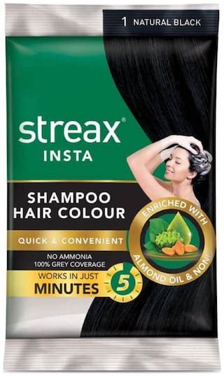 Buy Streax Insta Shampoo Hair Colour 1 Natural Black 25 Ml Pack