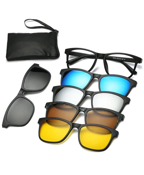 magnetic sunglasses clip on glasses unisex polarized lenses tr90 frame with 5 lenses 2201