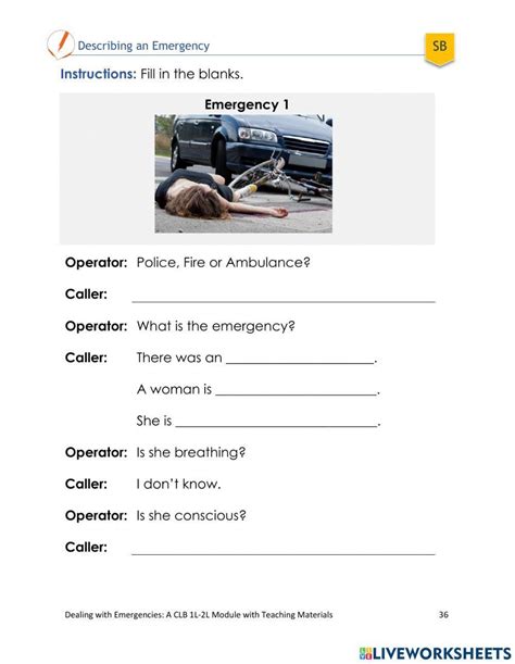 Emergency Call 911 Worksheet Live Worksheets