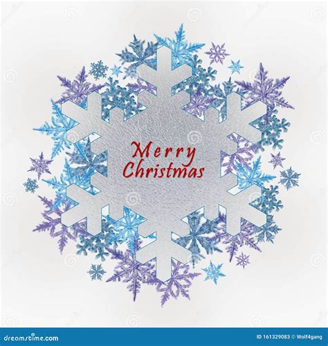 Silver Ice Snowflake Template Decorated With Merry Christmas Message