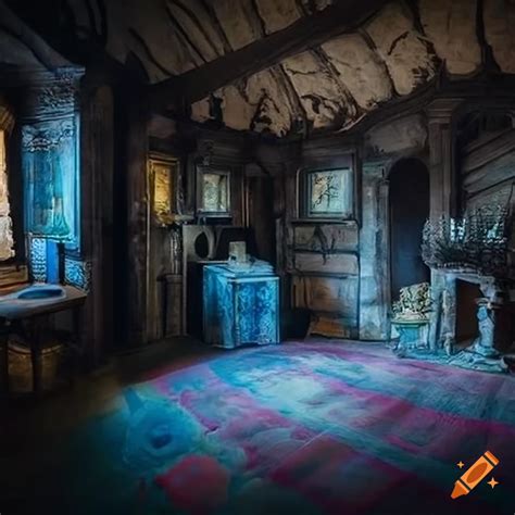 Dark And Mystical Witch House Interior At Night On Craiyon